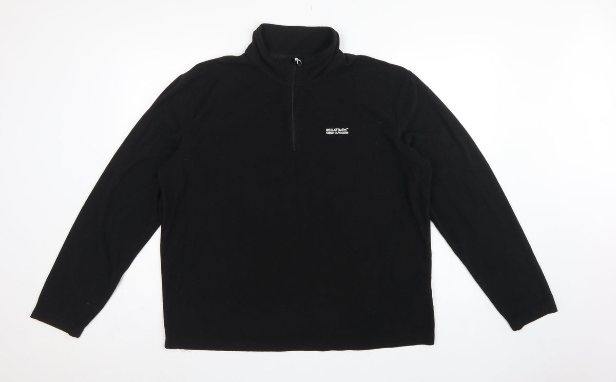 Back view of Regatta men’s black xl 1/4 zip fleece sweatshirt outdoor hiking