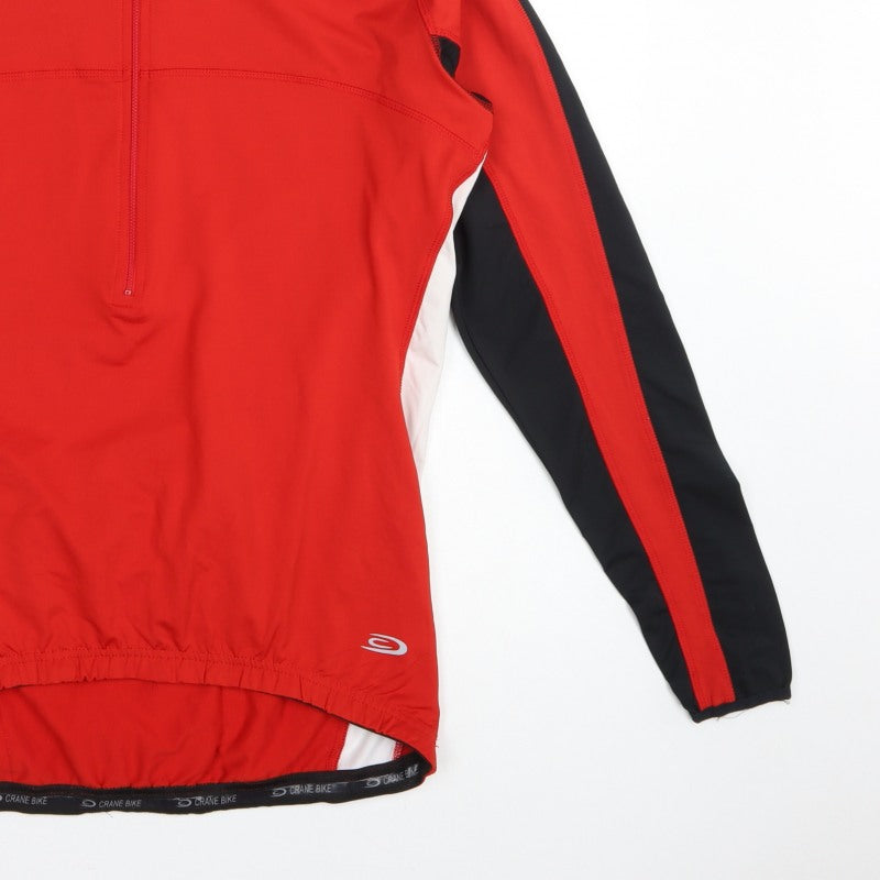Crane Bike Men's Red Large 1/4 Zip Cycling Track Jacket Stretch