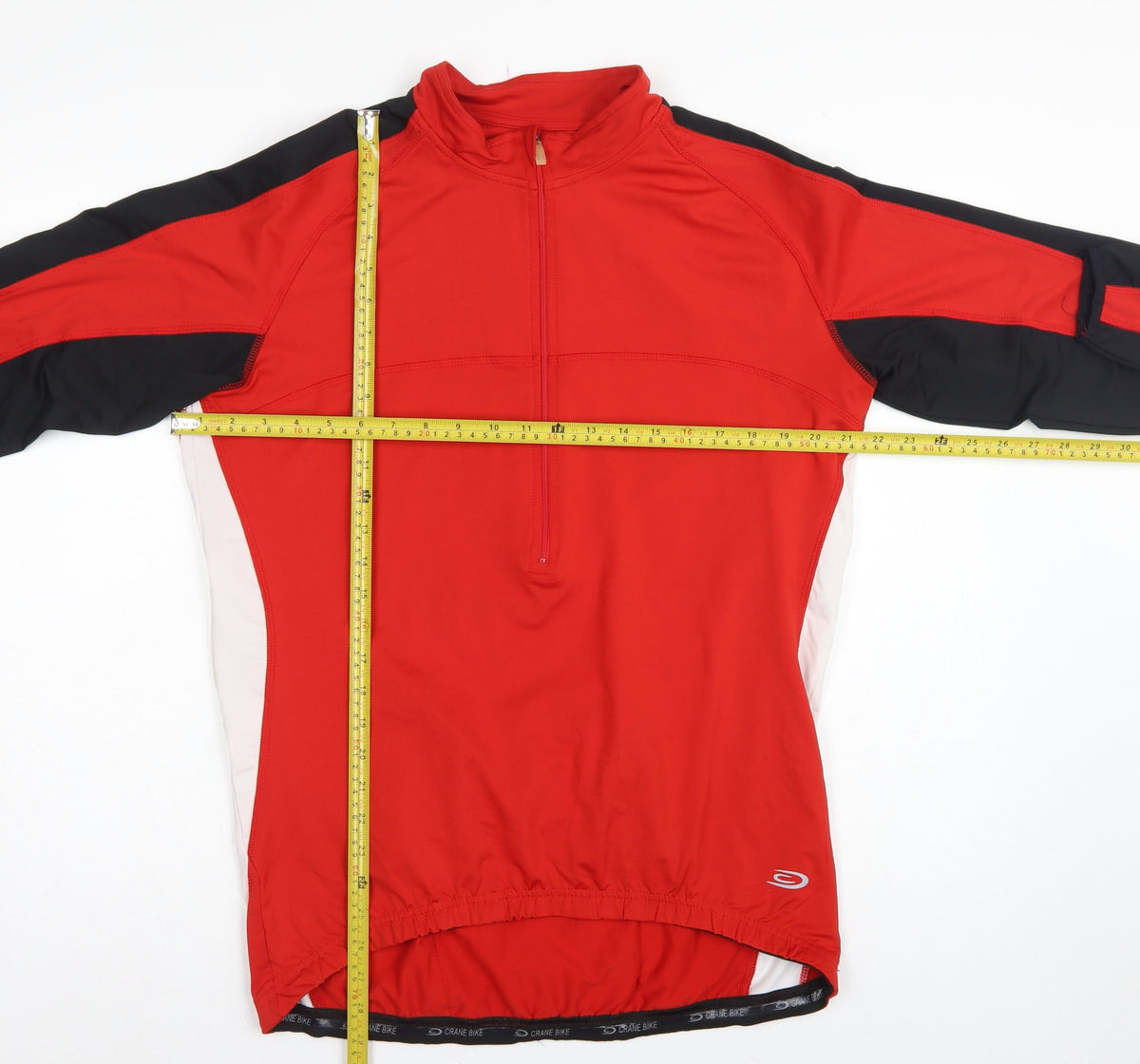 Crane Bike Men's Red Large 1/4 Zip Cycling Track Jacket Stretch