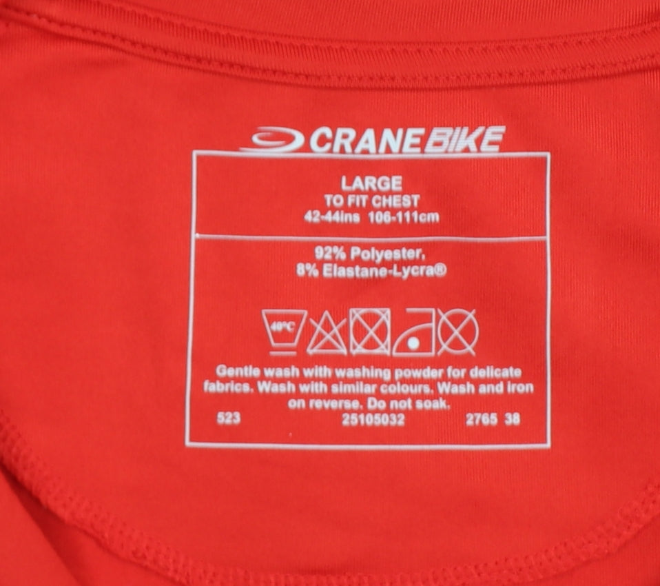 Crane Bike Men's Red Large 1/4 Zip Cycling Track Jacket Stretch