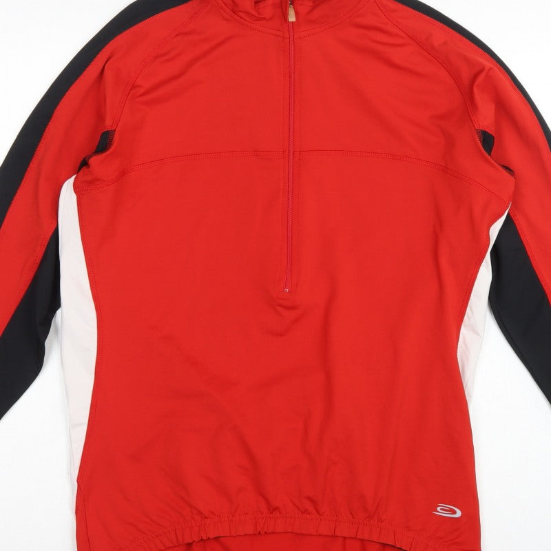 Crane Bike Men's Red Large 1/4 Zip Cycling Track Jacket Stretch