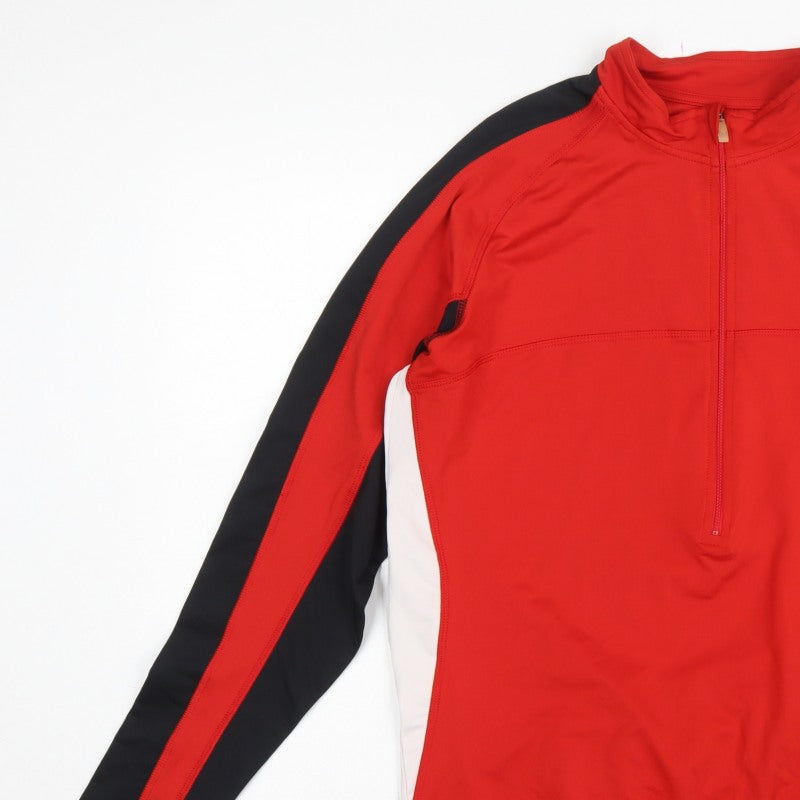 Crane Bike Men's Red Large 1/4 Zip Cycling Track Jacket Stretch