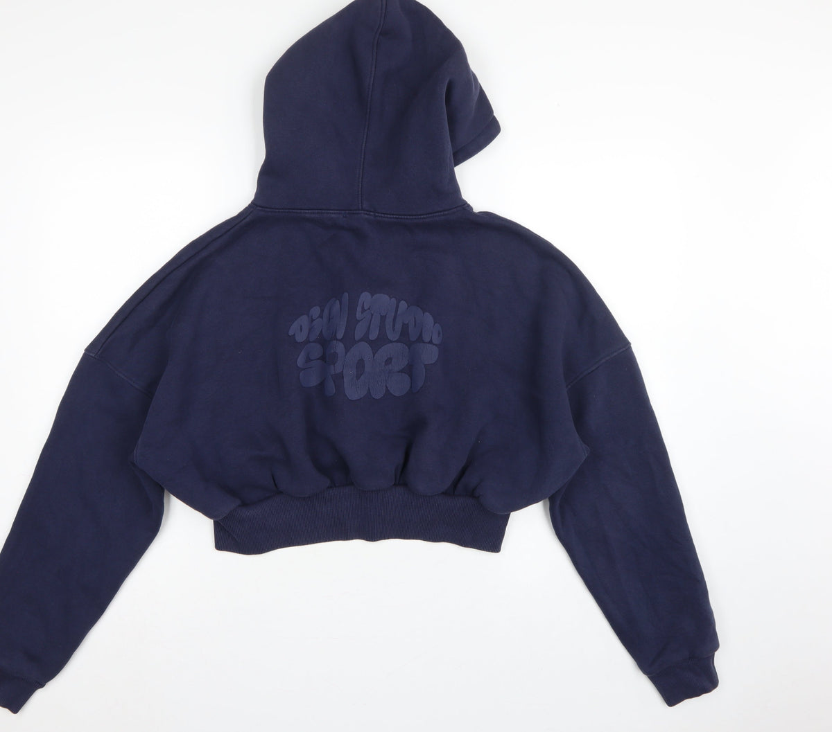 Boohoo Women Blue L Full Zip Hooded Graphic Sport Hoodie