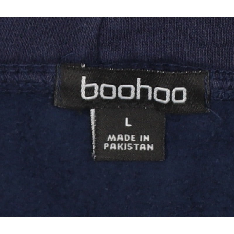 Boohoo Women Blue L Full Zip Hooded Graphic Sport Hoodie