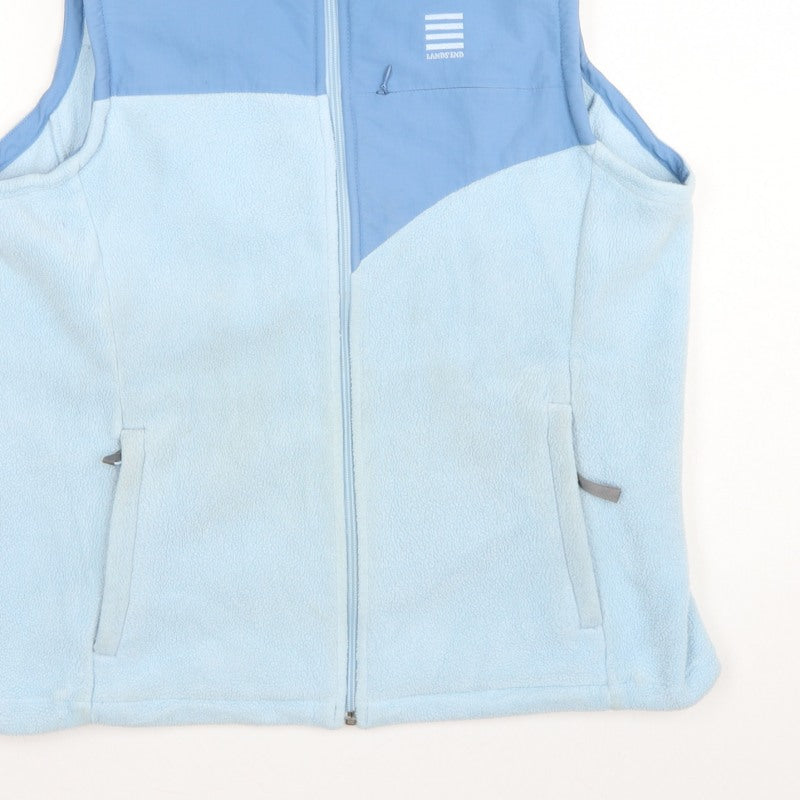 Lands' End Teens Blue Size 10 Fleece Gilet Waistcoat Full Zip Pockets