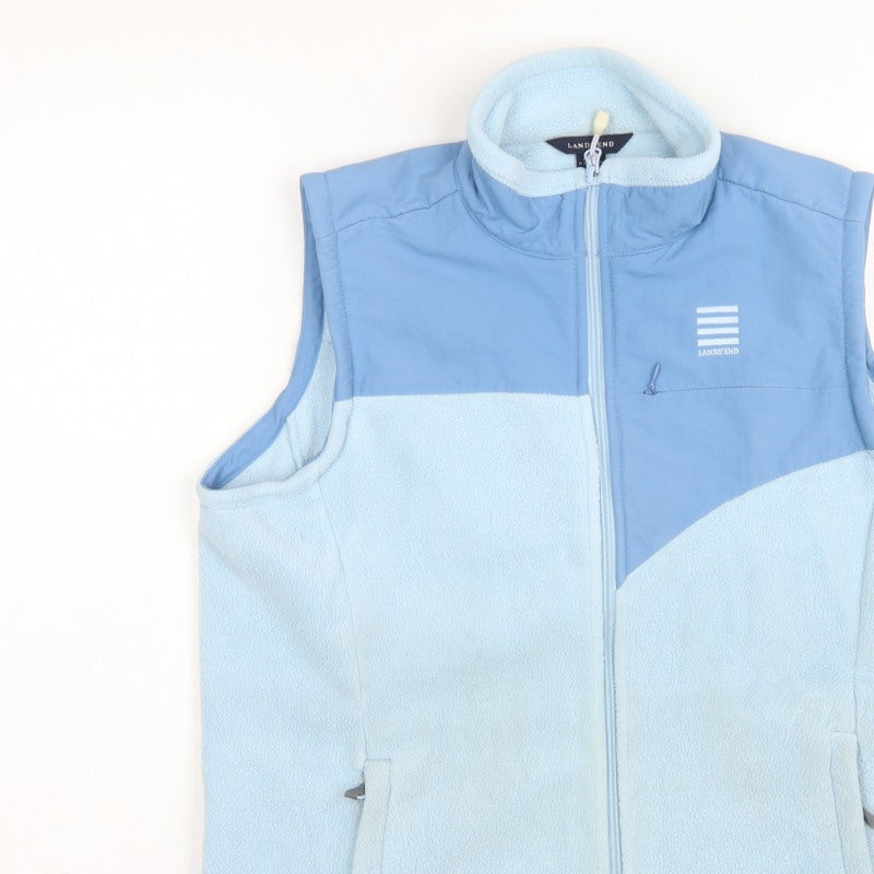 Lands' End Teens Blue Size 10 Fleece Gilet Waistcoat Full Zip Pockets