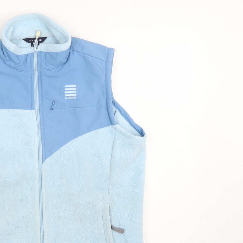 Lands' End Teens Blue Size 10 Fleece Gilet Waistcoat Full Zip Pockets