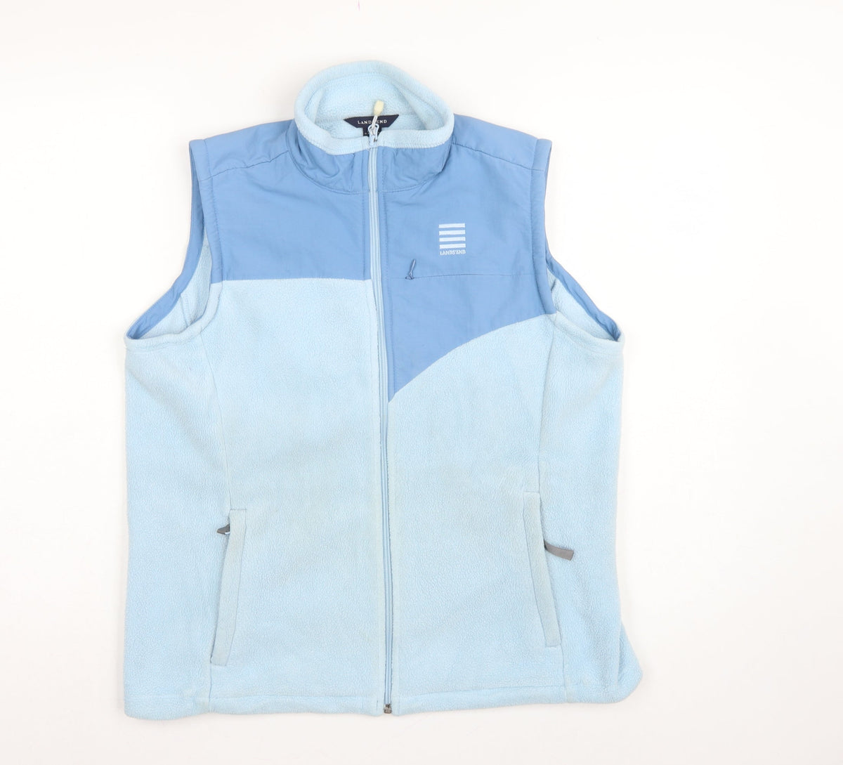 Lands' End Teens Blue Size 10 Fleece Gilet Waistcoat Full Zip Pockets
