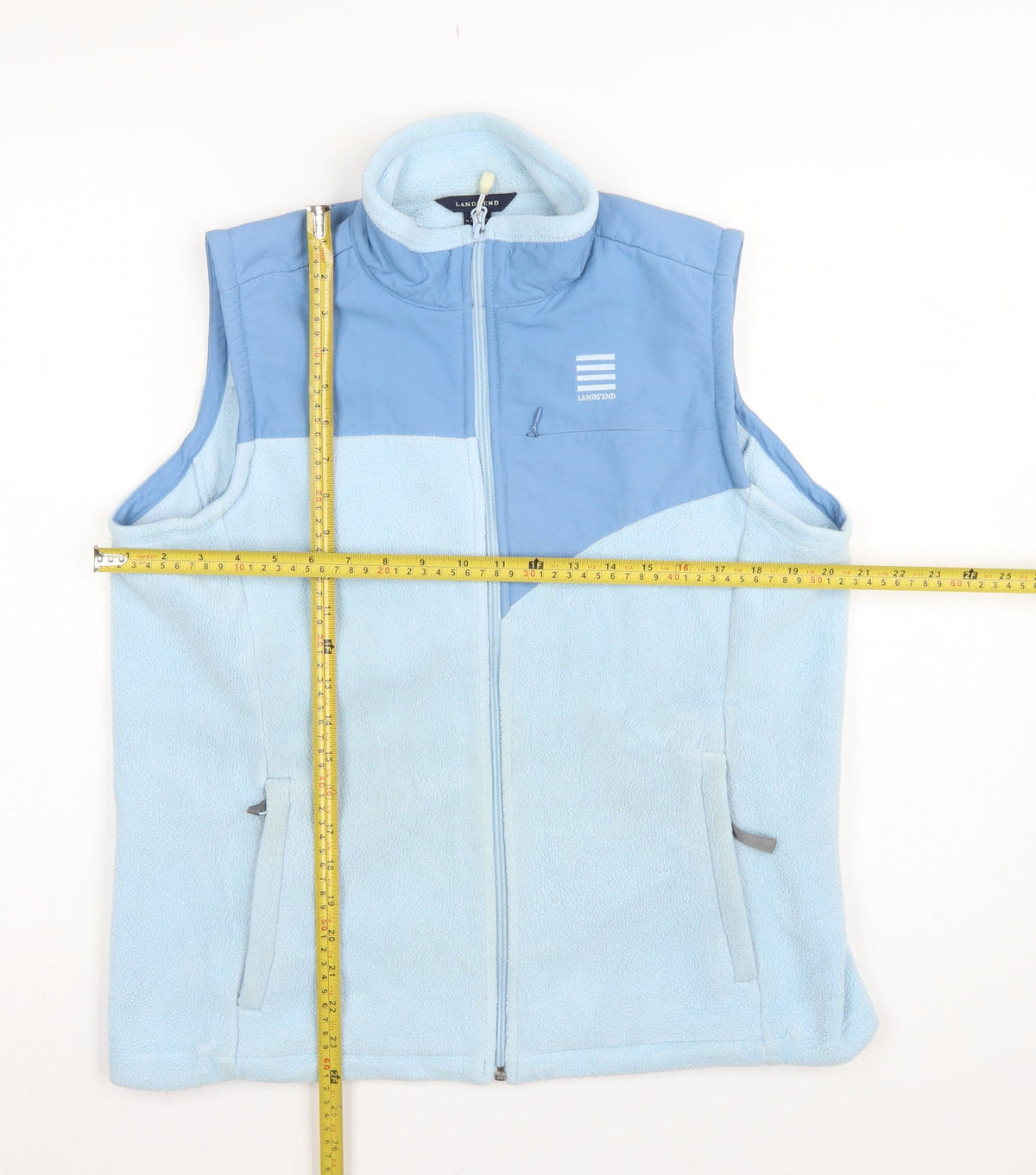 Lands' End Teens Blue Size 10 Fleece Gilet Waistcoat Full Zip Pockets
