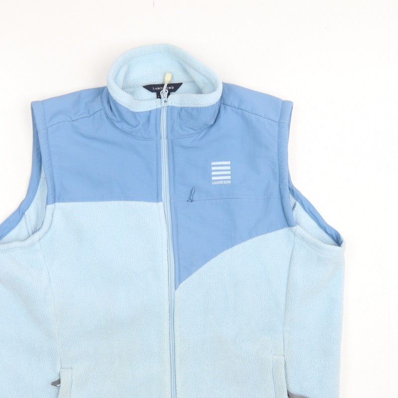 Lands' End Teens Blue Size 10 Fleece Gilet Waistcoat Full Zip Pockets