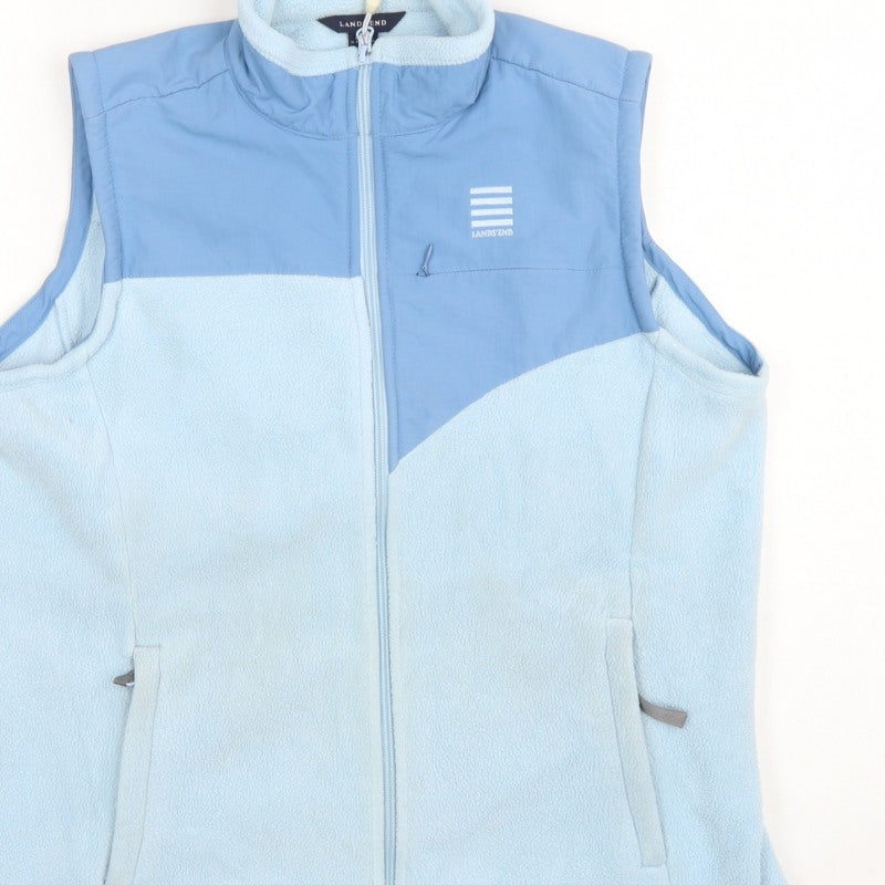 Lands' End Teens Blue Size 10 Fleece Gilet Waistcoat Full Zip Pockets