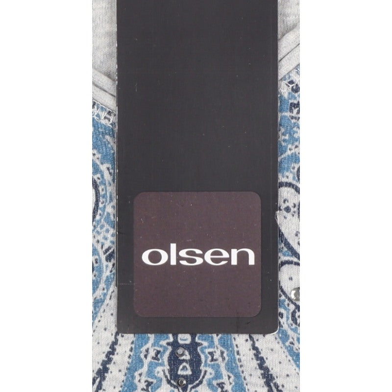 Olsen Women Grey UK 20 Bohemian Paisley V-Neck 3/4 Sleeve T-Shirt