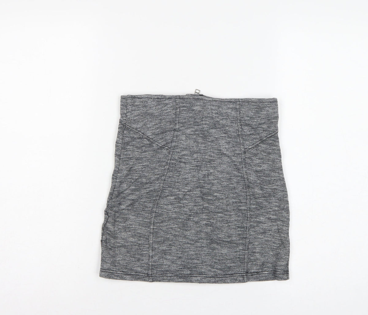 Topshop Women Grey UK 10 Mini Pencil Skirt Front Zip Stretch