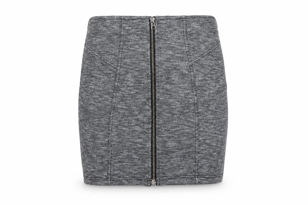 Topshop Women Grey UK 10 Mini Pencil Skirt Front Zip Stretch