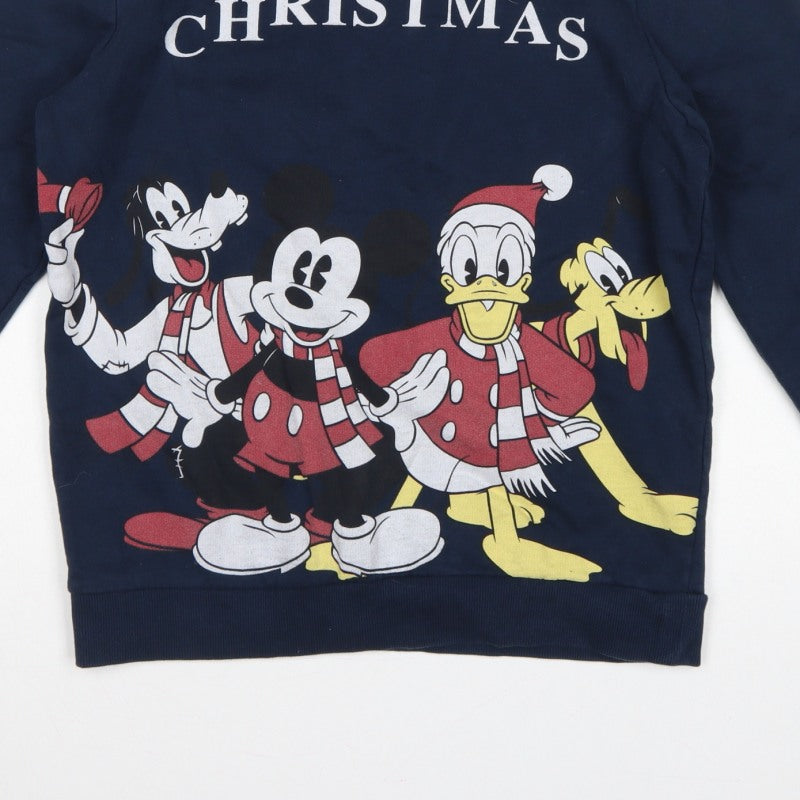 Disney Womens Navy S Pullover Christmas Mickey Friends Sweatshirt