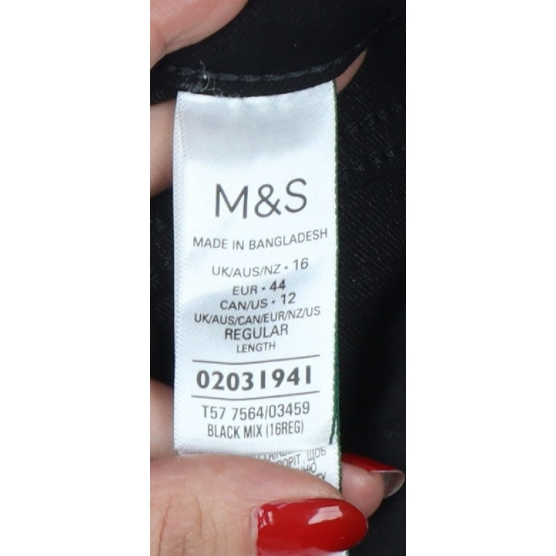 M&S The Lily Women’s Black UK 16 Regular Slim Skinny Stretch Jeans