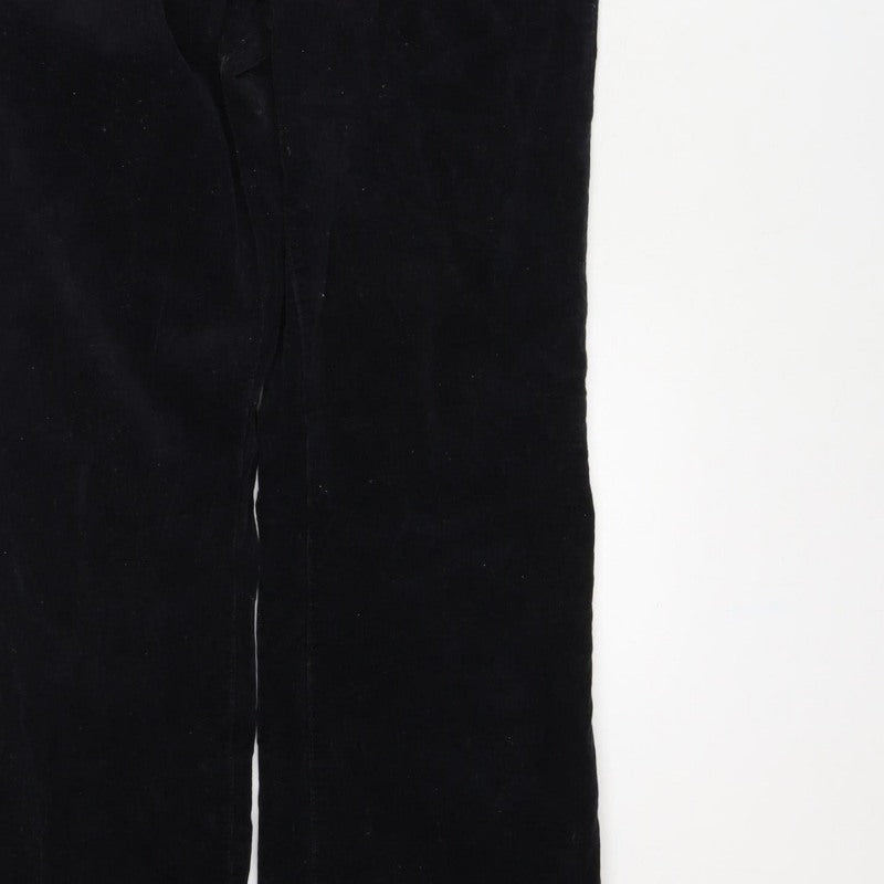 Mango Women Black UK 14 Cotton Corduroy Zip Front Jumpsuit