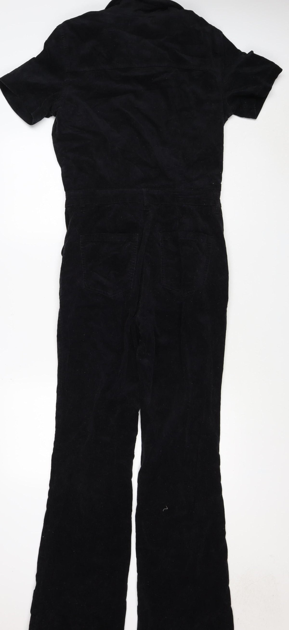 Mango Women Black UK 14 Cotton Corduroy Zip Front Jumpsuit