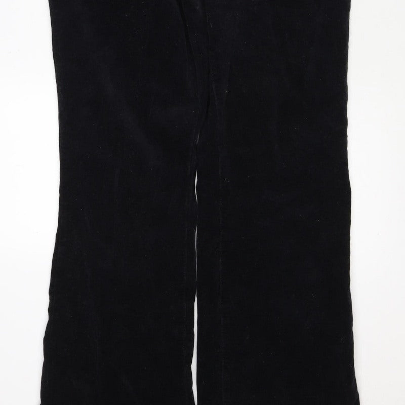 Mango Women Black UK 14 Cotton Corduroy Zip Front Jumpsuit