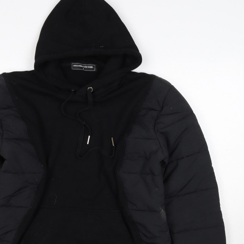 Maniere De Voir Men’s Black S Hooded Quilted Puffer Jacket