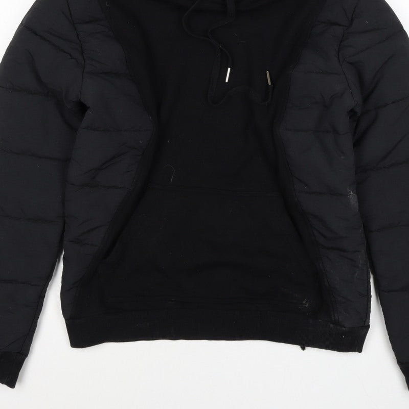 Maniere De Voir Men’s Black S Hooded Quilted Puffer Jacket