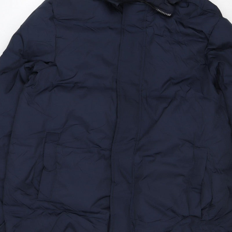Marks & Spencer Women's Blue UK 12 Hooded Long Puffer Coat