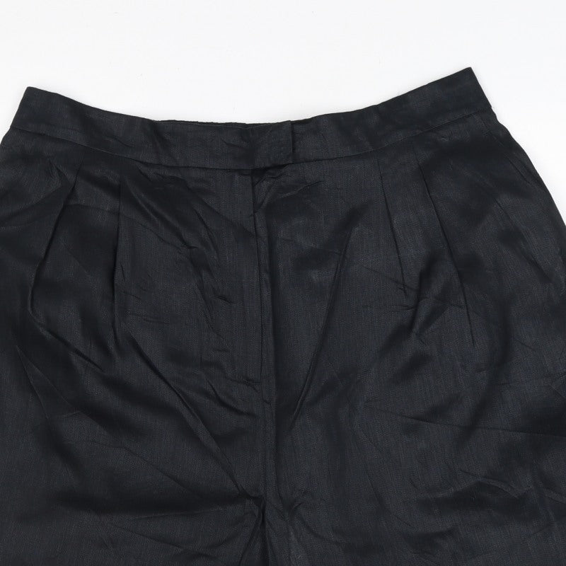 Jaeger Women’s Black Linen Bermuda Shorts UK 18 Flat Front