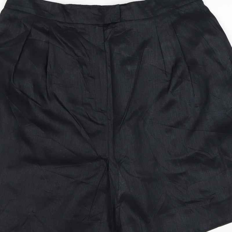 Jaeger Women’s Black Linen Bermuda Shorts UK 18 Flat Front