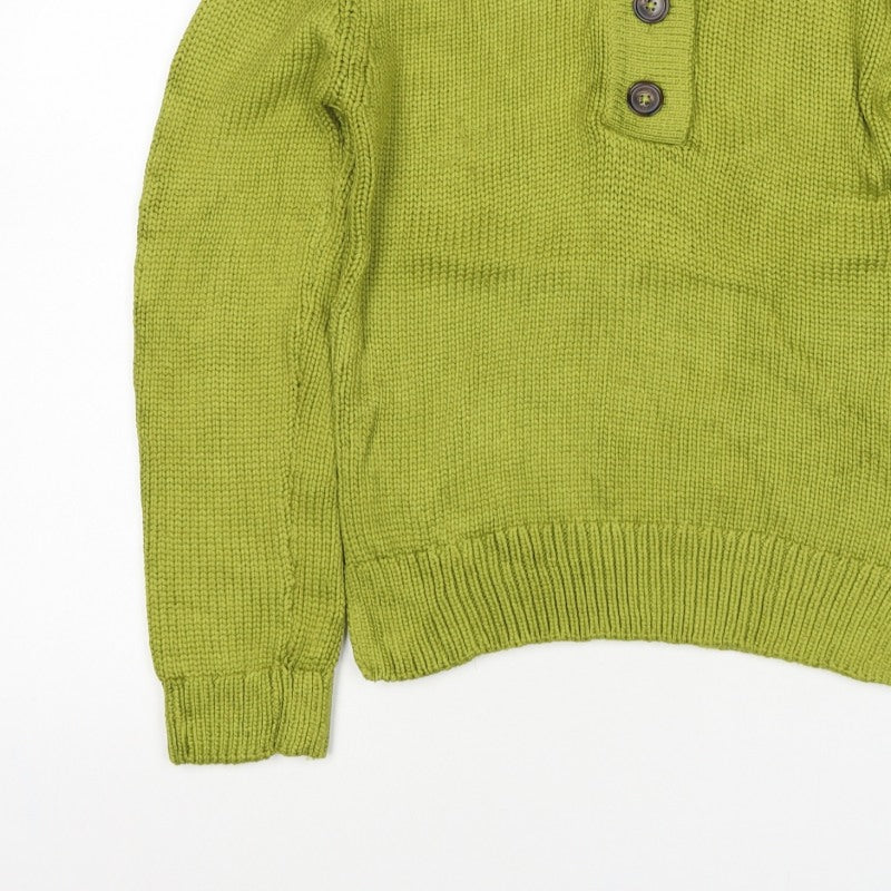Per Una Women Green S 100% Cashmere Roll Neck Henley Jumper