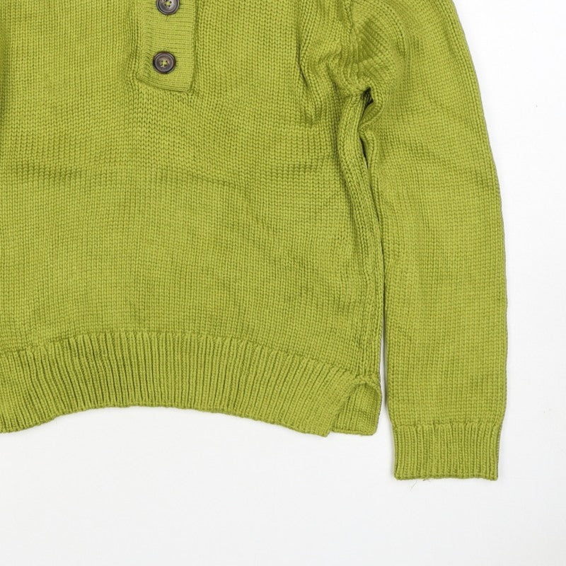 Per Una Women Green S 100% Cashmere Roll Neck Henley Jumper