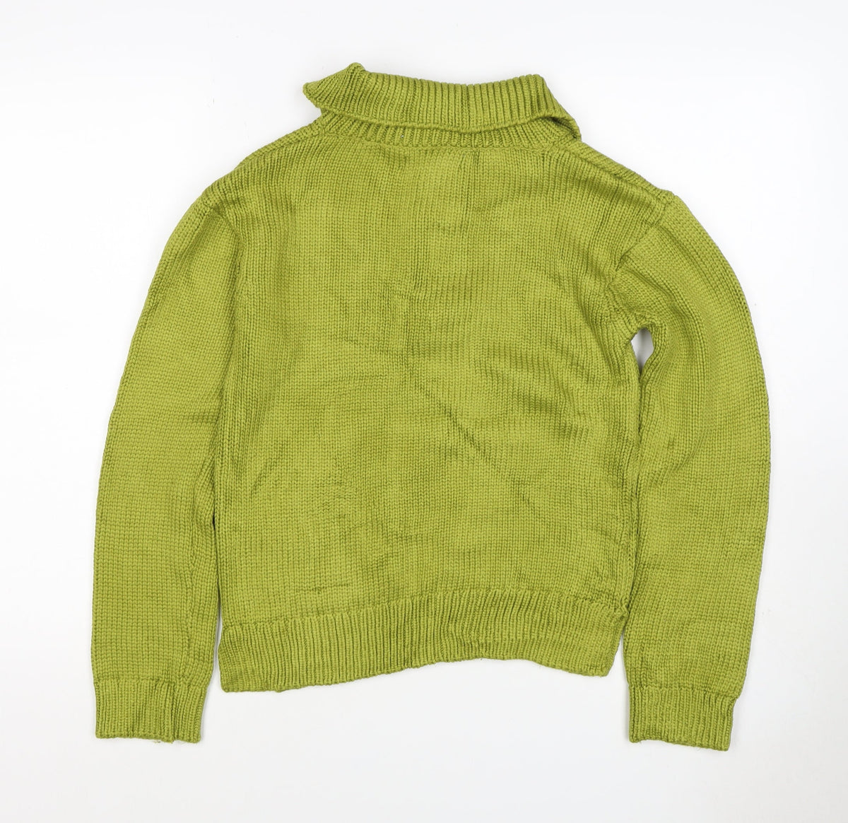 Per Una Women Green S 100% Cashmere Roll Neck Henley Jumper