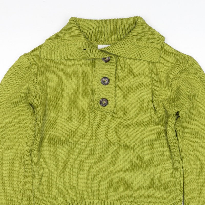 Per Una Women Green S 100% Cashmere Roll Neck Henley Jumper