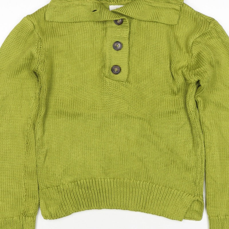 Per Una Women Green S 100% Cashmere Roll Neck Henley Jumper