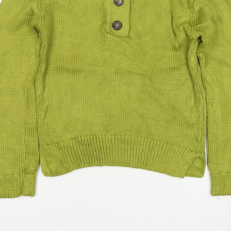 Per Una Women Green S 100% Cashmere Roll Neck Henley Jumper