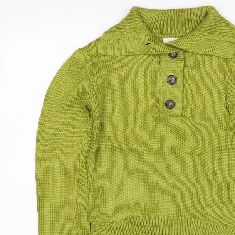 Per Una Women Green S 100% Cashmere Roll Neck Henley Jumper