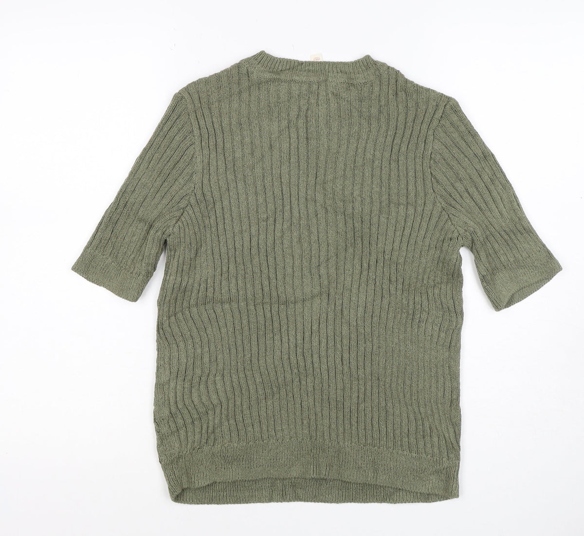 Per Una Women's Green UK 10 Cable-Knit Tunic Jumper 3/4 Sleeve