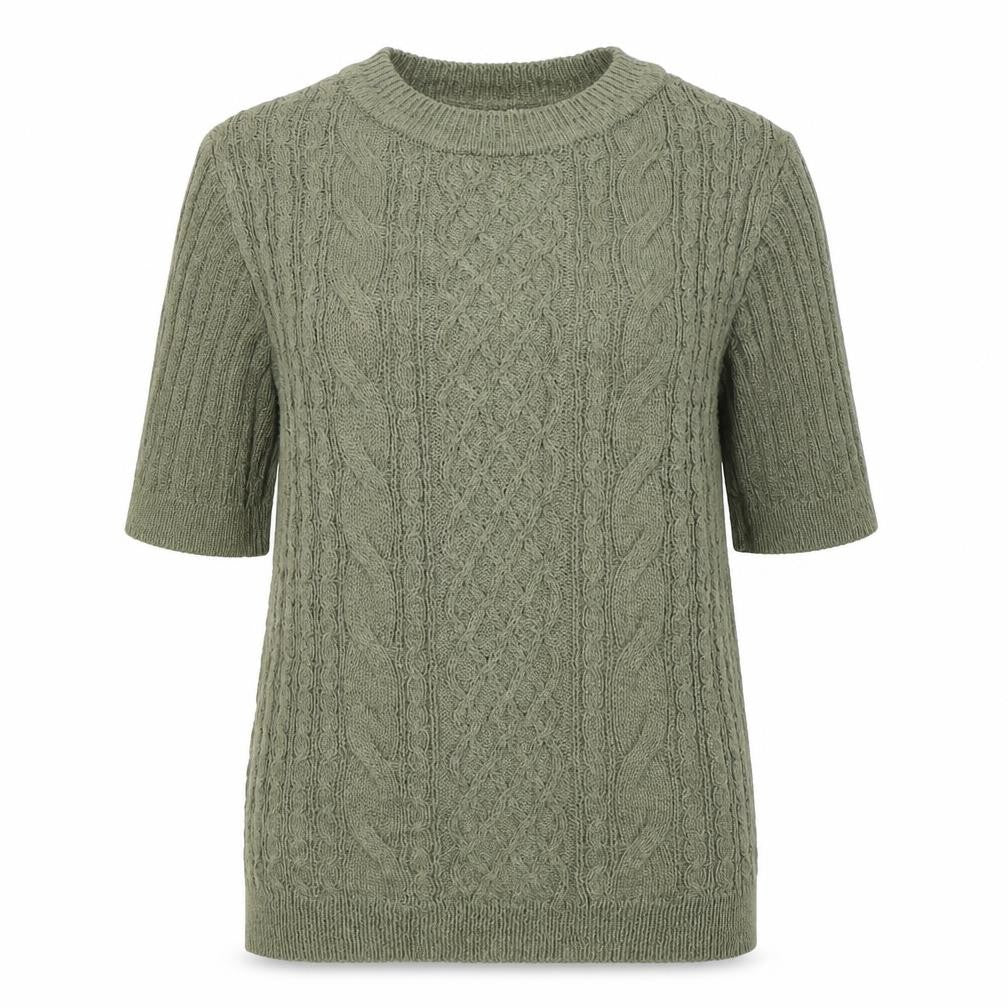 Per Una Women's Green UK 10 Cable-Knit Tunic Jumper 3/4 Sleeve