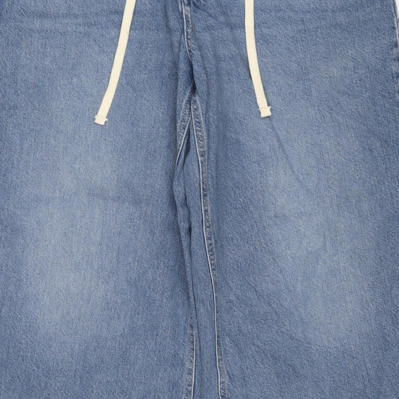 M&S Women’s Blue Wide Leg Drawstring Denim Jeans UK 14 Short