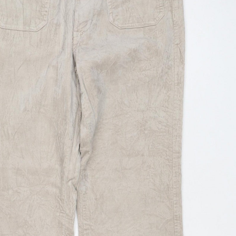 Marks & Spencer Women Beige UK 8 Short Corduroy Cargo Trousers