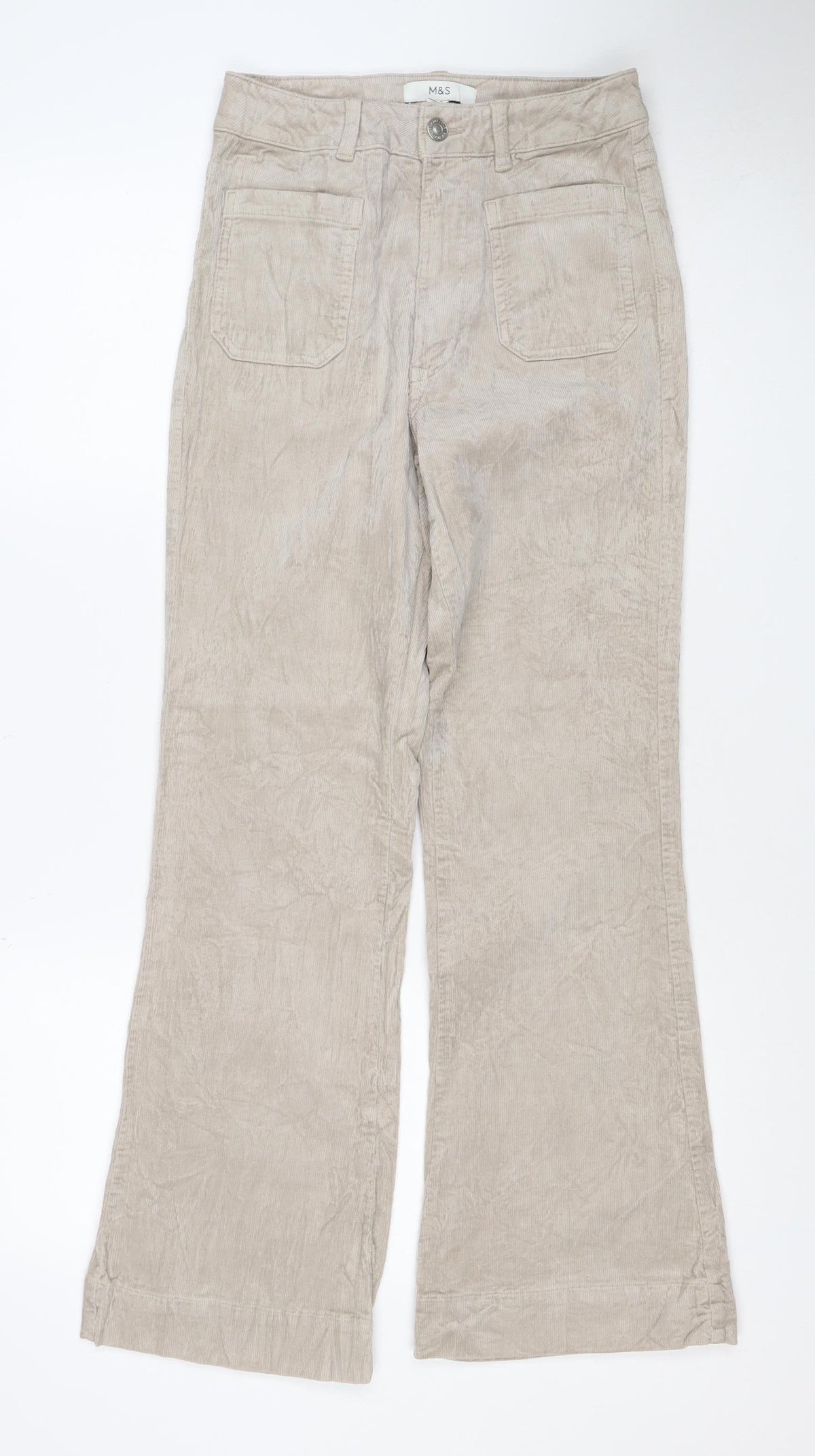 Marks & Spencer Women Beige UK 8 Short Corduroy Cargo Trousers