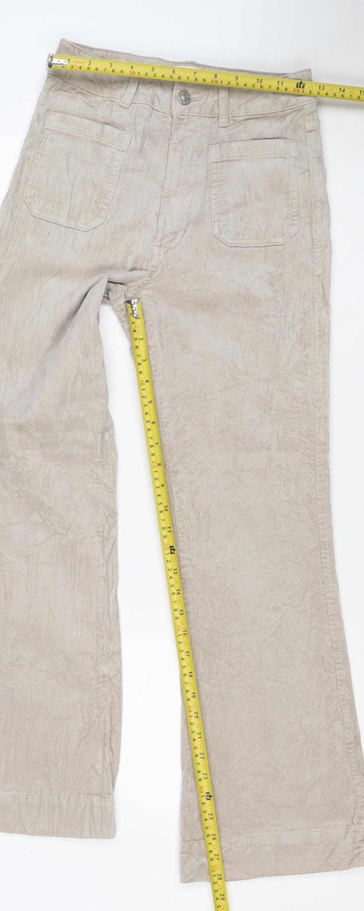 Marks & Spencer Women Beige UK 8 Short Corduroy Cargo Trousers