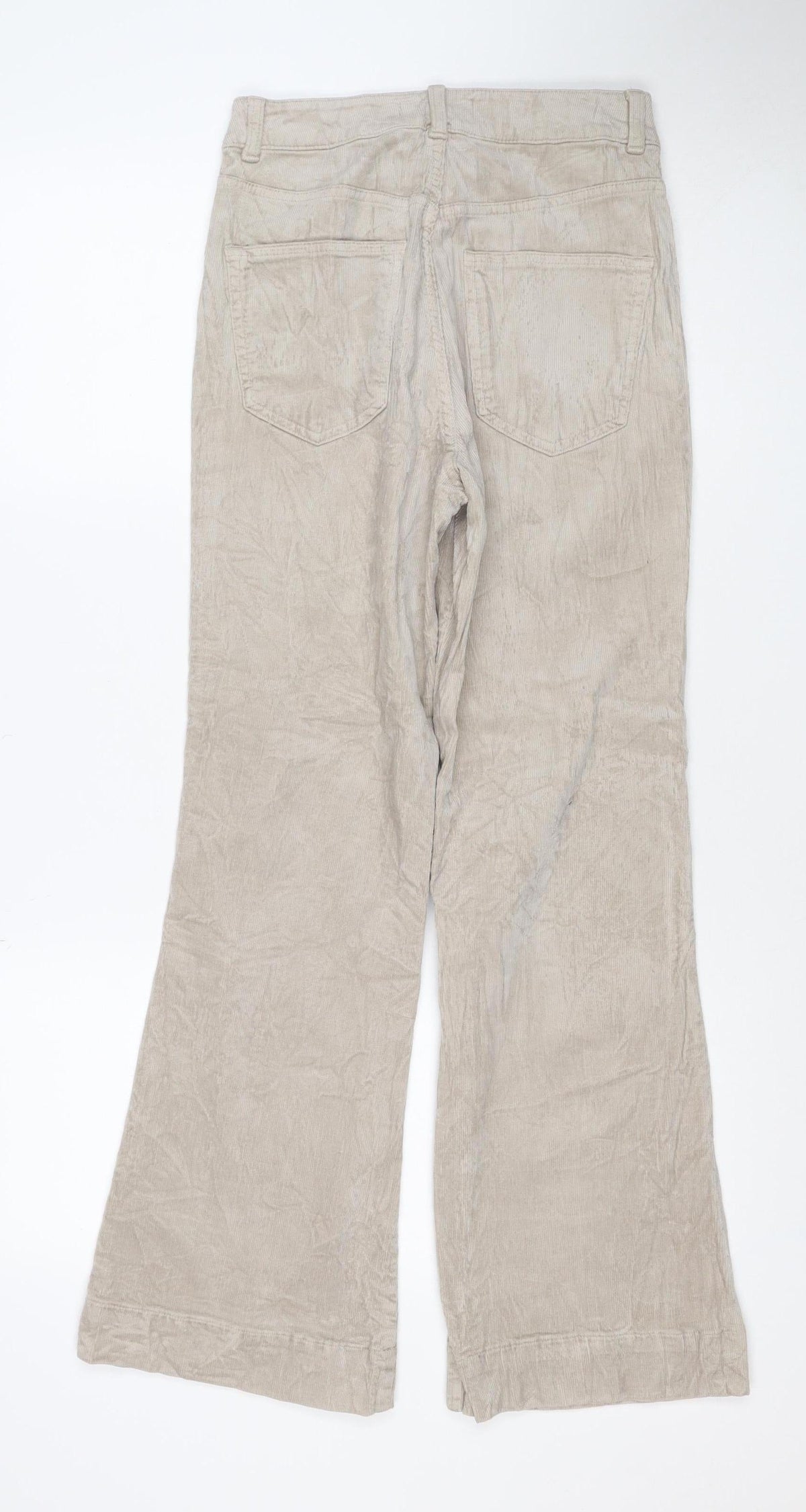 M&S Women’s Beige Size 8 Cotton Flax Cargo Straight Leg Trousers