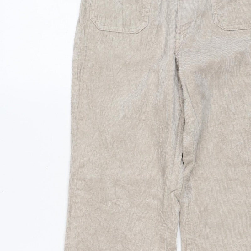 M&S Women’s Beige Size 8 Cotton Flax Cargo Straight Leg Trousers