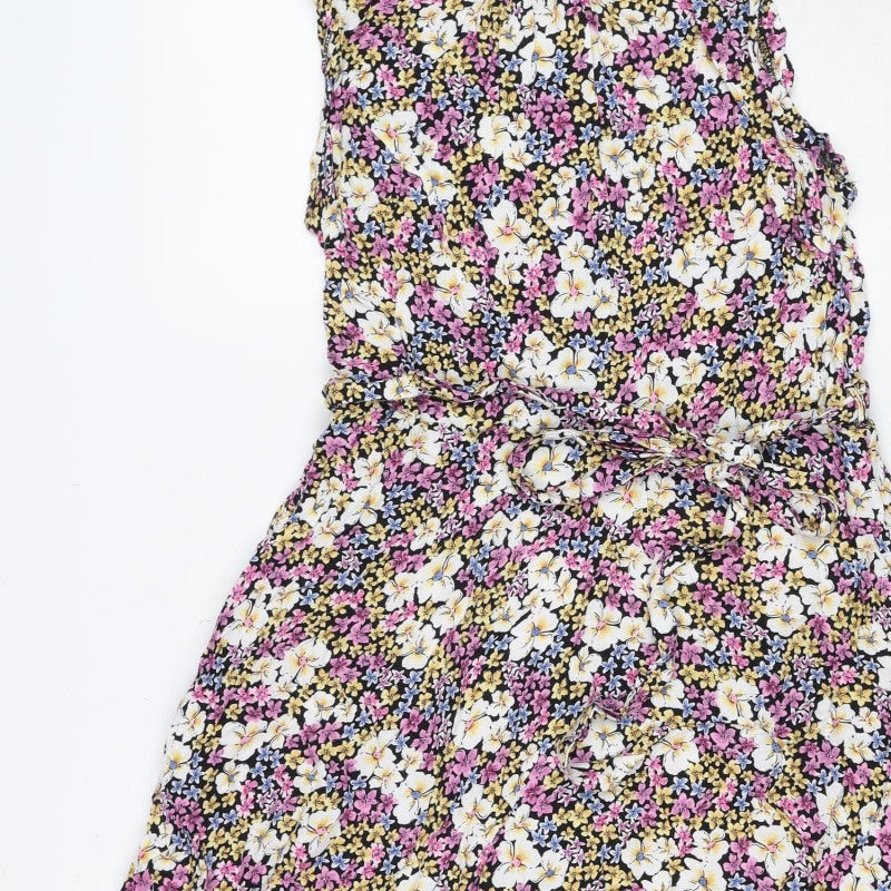 Roman Women Black Floral One Shoulder Asymmetric Dress UK 10