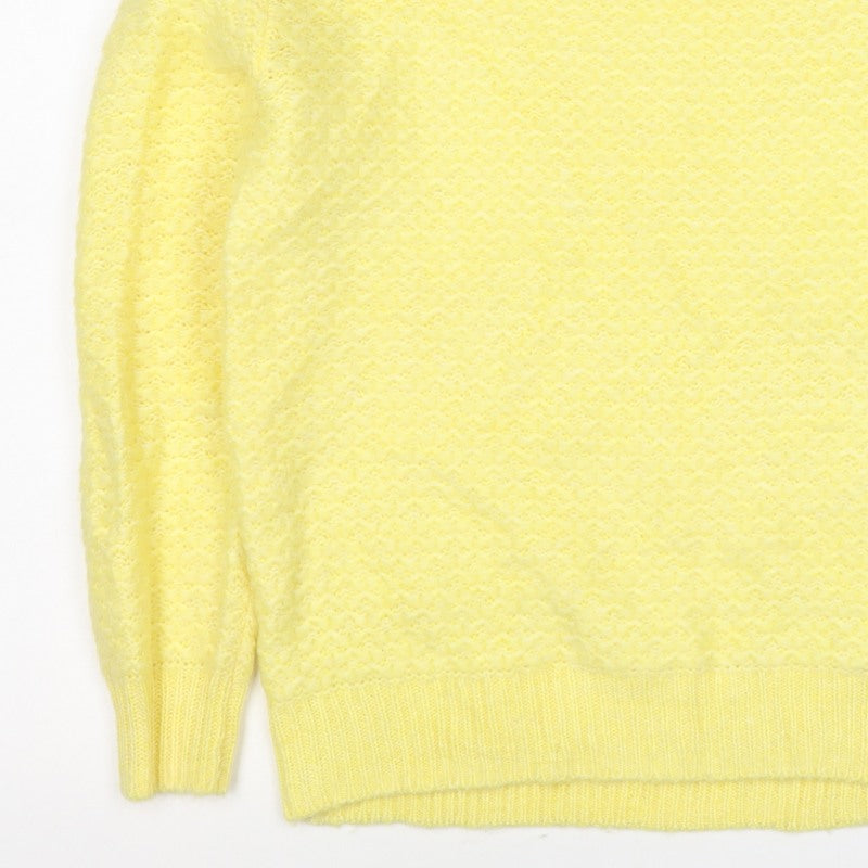 M&S Women Yellow XS Mohair Wool Blend Crew Neck Raglan Jumper