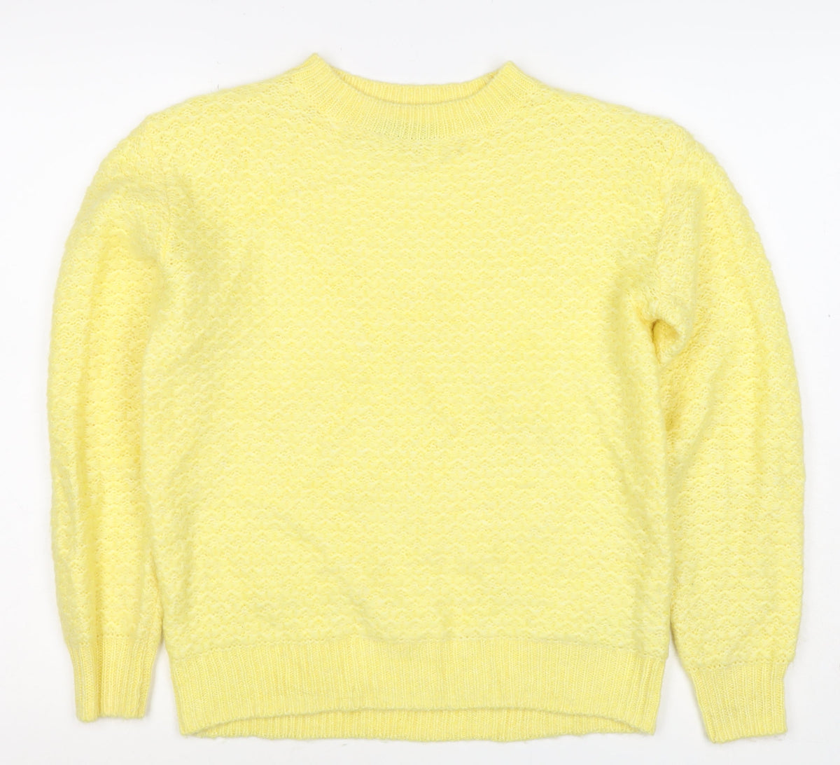 M&S Women Yellow XS Mohair Wool Blend Crew Neck Raglan Jumper