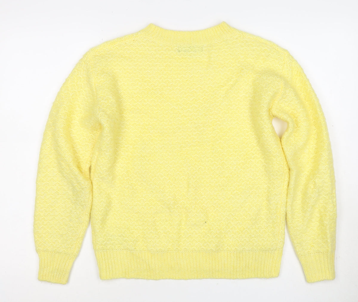 M&S Women Yellow XS Mohair Wool Blend Crew Neck Raglan Jumper