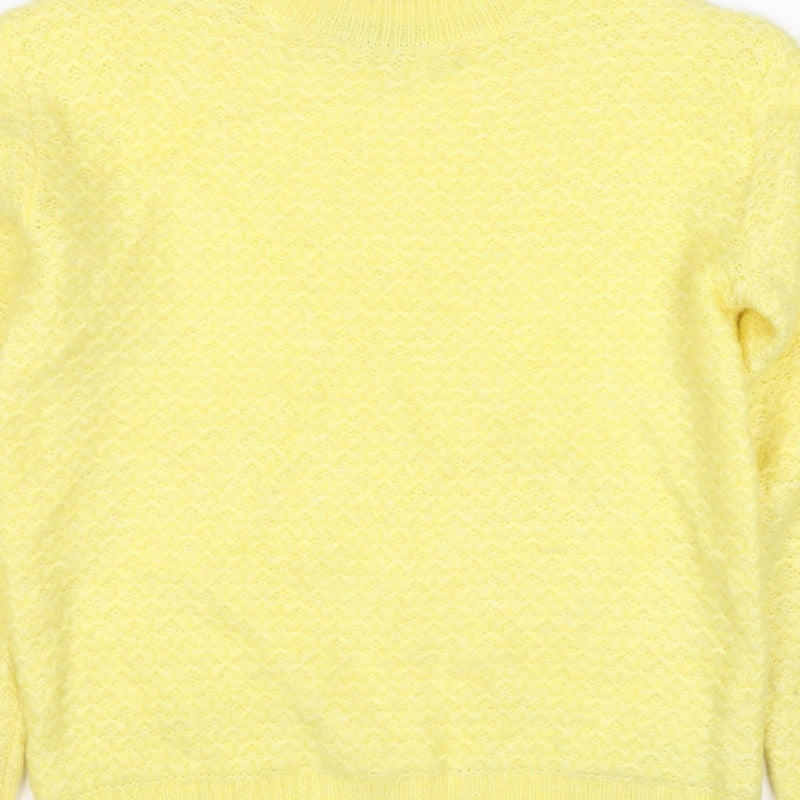 M&S Women Yellow XS Mohair Wool Blend Crew Neck Raglan Jumper