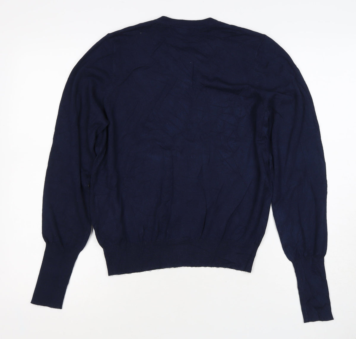 Marks & Spencer Women Navy UK 12 Round Neck Cotton Cardigan