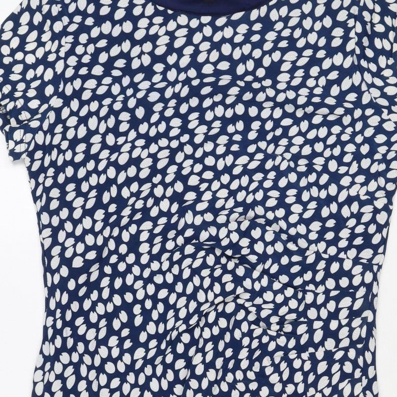 Stella Morgan Women Blue White Leaf Print UK 10 Knee Length Shift Dress